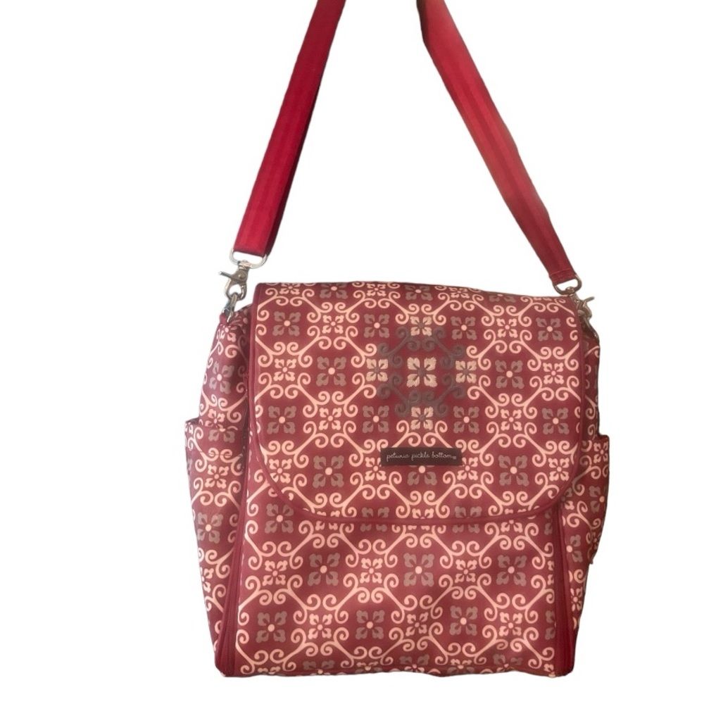 Petunia Pickle Bottom Boxy Backpack Diaper Bag Red Gray